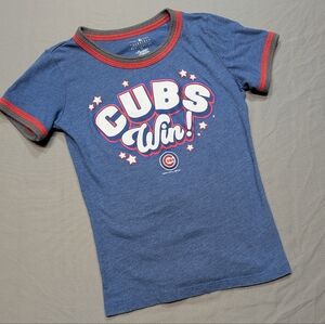 Official Chicago Cubs "Win!" Girls Scoop Neck T Shirt By Campus Lifestyle Sz 7/8